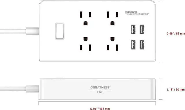 Alt view image 4 of 7 - GR-8 Power Compact & Slim Travel Charging Station - International Power Adapter - Surge Protector - Power Strip with 4 Intelligent USB - Free Bonus Included