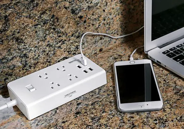 Alt view image 6 of 7 - GR-8 Power Compact & Slim Travel Charging Station - International Power Adapter - Surge Protector - Power Strip with 4 Intelligent USB - Free Bonus Included