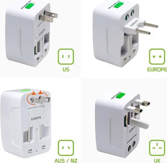 Alt view image 3 of 6 - Portable Worldwide Universal Power Adapter All in One International Out of Country Travel Wall Charger Plug for Wall Plug Input in USA EU UK France Italy Australia India Outlets by Cellet