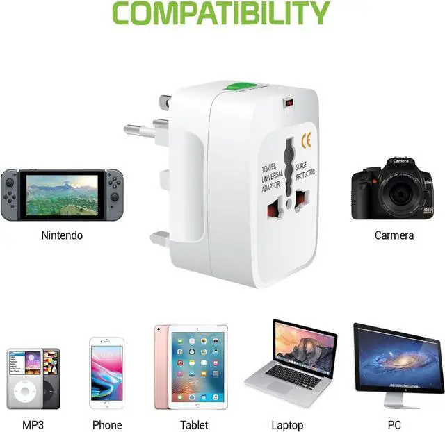 Alt view image 4 of 6 - Portable Worldwide Universal Power Adapter All in One International Out of Country Travel Wall Charger Plug for Wall Plug Input in USA EU UK France Italy Australia India Outlets by Cellet