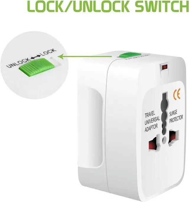 Alt view image 5 of 6 - Portable Worldwide Universal Power Adapter All in One International Out of Country Travel Wall Charger Plug for Wall Plug Input in USA EU UK France Italy Australia India Outlets by Cellet