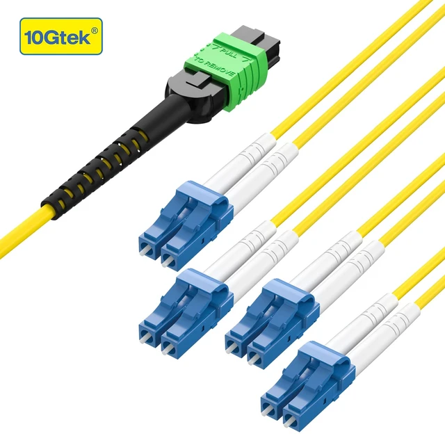 Alt view image 5 of 7 - MPO to 8xLC Fanout Patch Cable, Singlemode 9/125 SMF, LSZH 8-Core, Female MPO (No PIN) to LC Duplex, for QSFP+ Transceivers, 1m (3.3ft)
