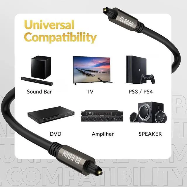 Alt view image 6 of 6 - Optical Audio Cable 200 Ft Digital Audio Toslink Cable Cord-Fiber Optic-Gold Plated-Flexiable&Durable-for Home Theater,Sound Bar,PS4&Xbox-with 4 Right Angled and Mini Toslink Adapters+Ties