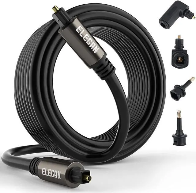 Main image of Optical Audio Cable 200 Ft Digital Audio Toslink Cable Cord-Fiber Optic-Gold Plated-Flexiable&Durable-for Home Theater,Sound Bar,PS4&Xbox-with 4 Right Angled and Mini Toslink Adapters+Ties