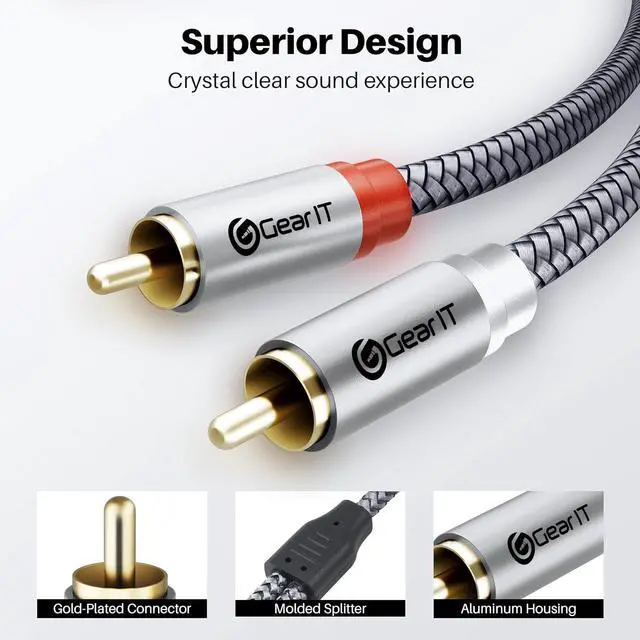 Alt view image 3 of 7 - RCA Cable (25FT) 2RCA Male to 2RCA Male Stereo Audio Cables Shielded Braided RCA Stereo Cable for Home Theater HDTV Amplifiers Hi-Fi Systems Car Audio Speakers 25 Feet