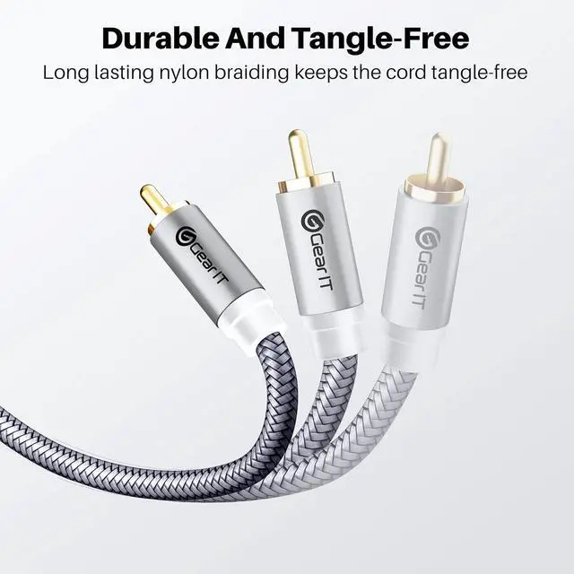 Alt view image 5 of 7 - RCA Cable (25FT) 2RCA Male to 2RCA Male Stereo Audio Cables Shielded Braided RCA Stereo Cable for Home Theater HDTV Amplifiers Hi-Fi Systems Car Audio Speakers 25 Feet