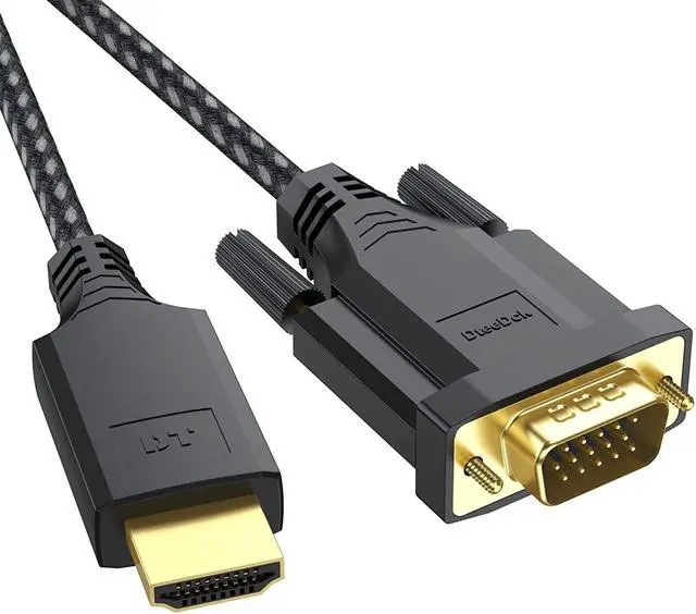 Alt view image 7 of 7 - HDMI to VGA Cable 6ft Male to Male Active Adapter Cord Gold-Plated Connector Converter Connect Laptop Desktop to Monitor Projector HDTV