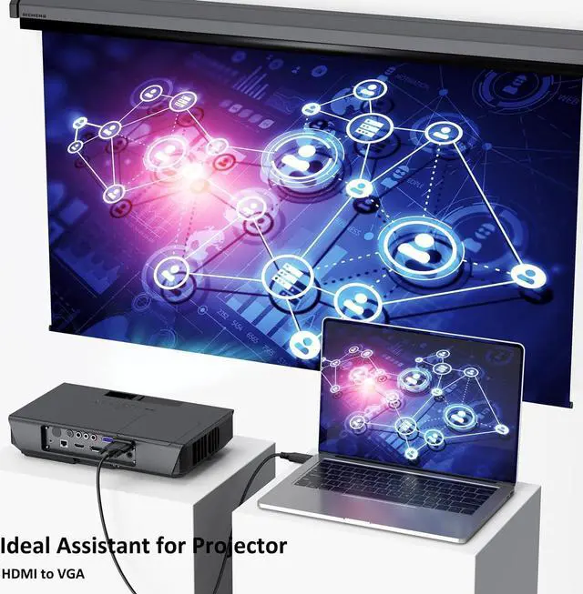 Alt view image 4 of 7 - HDMI to VGA Cable 6ft Male to Male Active Adapter Cord Gold-Plated Connector Converter Connect Laptop Desktop to Monitor Projector HDTV