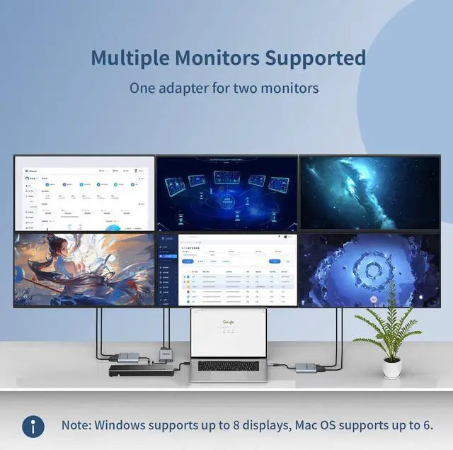 Alt view image 4 of 7 - USB 3.0 to HDMI VGA Adapter,USB 3.0 and USB C to HDMI4K@30HZ and VGA 1080P Dual Display Adapter, USB 3.0&USB C External Video Graphics Card for Mac OS and Windows. Thunderbolt 3/4 USB 3.0 USB C