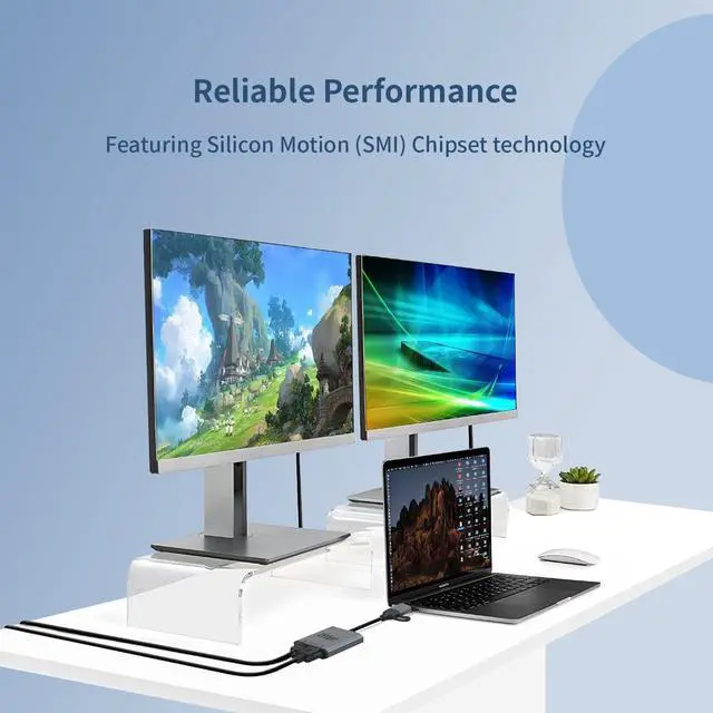 Alt view image 6 of 7 - USB 3.0 to HDMI VGA Adapter,USB 3.0 and USB C to HDMI4K@30HZ and VGA 1080P Dual Display Adapter, USB 3.0&USB C External Video Graphics Card for Mac OS and Windows. Thunderbolt 3/4 USB 3.0 USB C