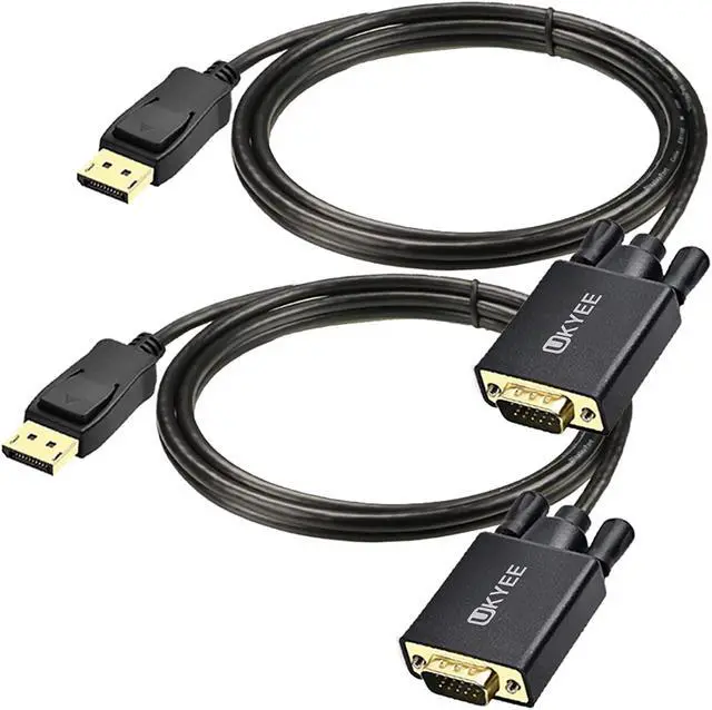 Main image of Displayport to VGA Cable 6Ft 2-Pack, Display Port (DP) to VGA Adapter Cord 6 Feet for Computer Monitor Projector and More Gold-Plated