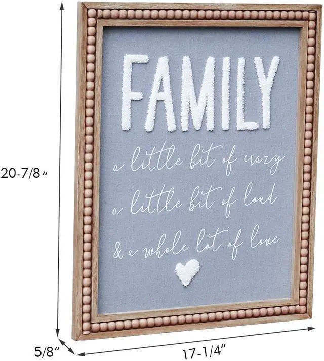 Alt view image 6 of 6 - Family Wall Hanging Sign with Gray Fabric Background and White Yarn Sentiment - Bedroom, Living Room, Home Wall Decor-Bead Border Design - OEM