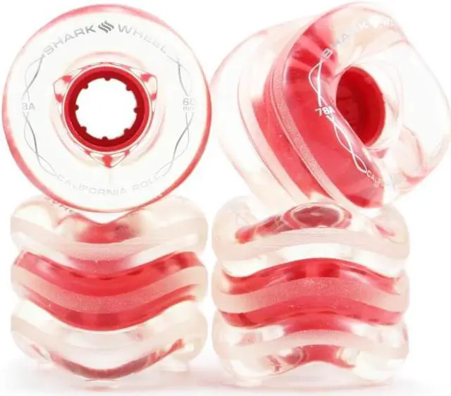 Main image of SHARK WHEEL 60MM 78A CLEAR WITH RED HUB CALIFORNIA ROLL