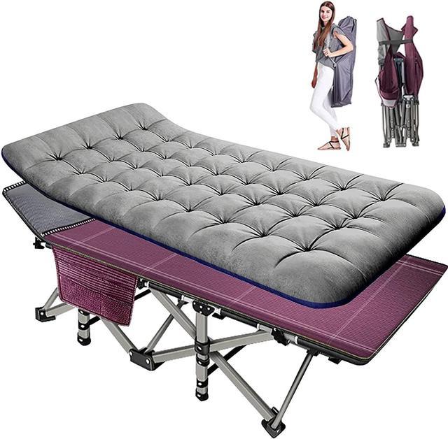 Adults Heavy Duty Portable Folding Cot Camping Cots Sleeping Bed W/ Mat &  Bag