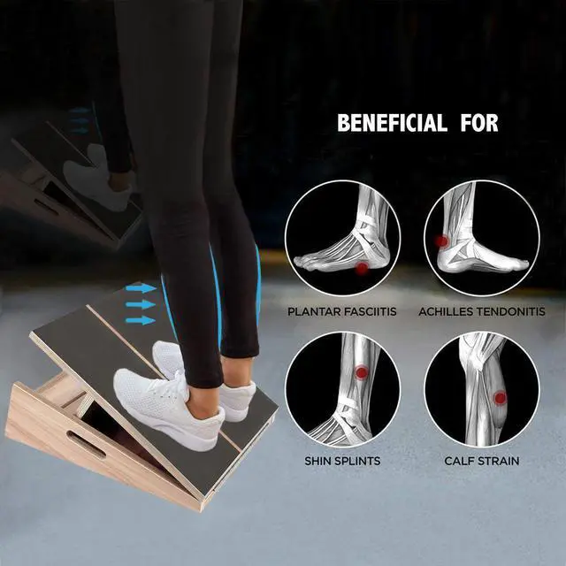 Alt view image 5 of 7 - Wood Slant Board Exercise Adjustable Incline Calf Stretch Stretcher Wedge Footrest for Squats Achilles Plantar Fasciitis
