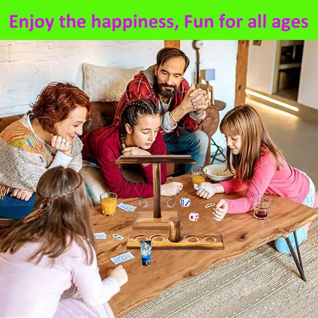 Alt view image 3 of 7 - Ring Toss Game for Adults Hook and Ring Game Tabletop Outdoor Bar Battle Drinking Kids with Shot Ladder 2 Dices Glasses 9.8 inch