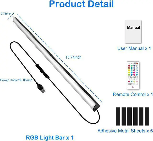 Alt view image 6 of 7 - Smart Under Monitor Light Bar, App and Remote Control Gaming Ambient Lights, Music Sync Color Changing, 16 Million Colors, Timing, USB Powered RGB Light Bar for Under Monitor/TV/PC Back