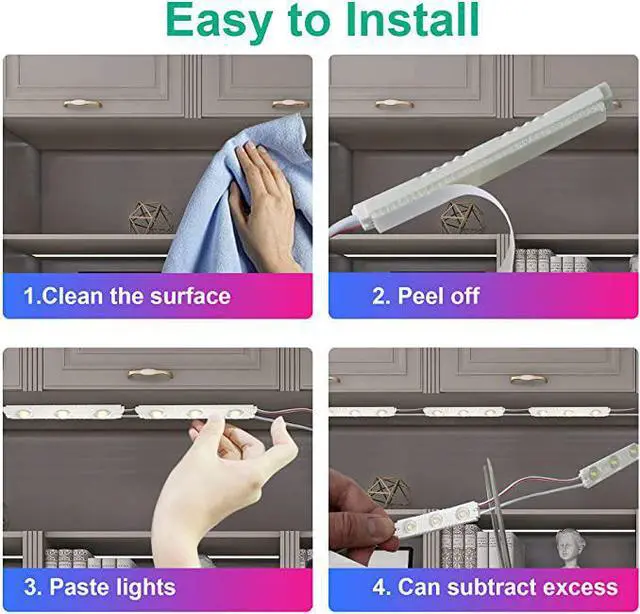 Alt view image 5 of 7 - 10FT LED Battery Operated Lights, 6000K Stick on Lights for Cabinet, Vanity Mirror, Kitchen, Counter, Shelf, Closet, Wardrobe, Cupboard, Stairs, Battery Powered Lights