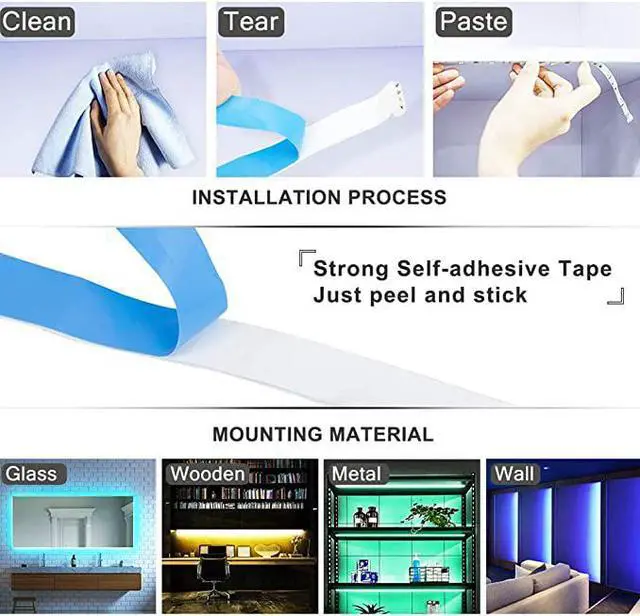 Alt view image 6 of 7 - ViLSOM LED Strip Lights, 20ft USB LED Light Strip Kit with Remote Control, RGB 5050 Color Changing LED Lights for TV Backlight, Bedroom, Room, Home Decor, 2 Rolls 10ft