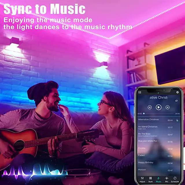 Alt view image 5 of 7 - 70FT LED Strip Lights, ViLSOM Bluetooth RGB LED Lights with App and Remote Control, Music Sync Color Changing LED Lights for Bedroom, Ceiling, Kitchen, Party, Home Decoration