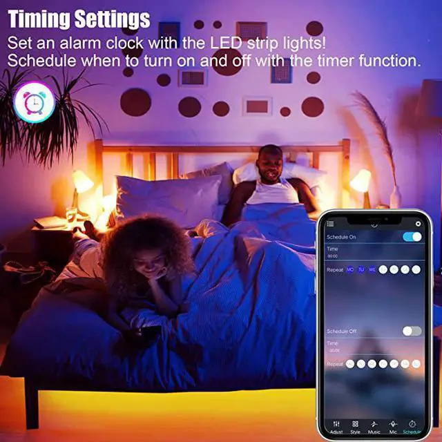 Alt view image 6 of 7 - 70FT LED Strip Lights, ViLSOM Bluetooth RGB LED Lights with App and Remote Control, Music Sync Color Changing LED Lights for Bedroom, Ceiling, Kitchen, Party, Home Decoration