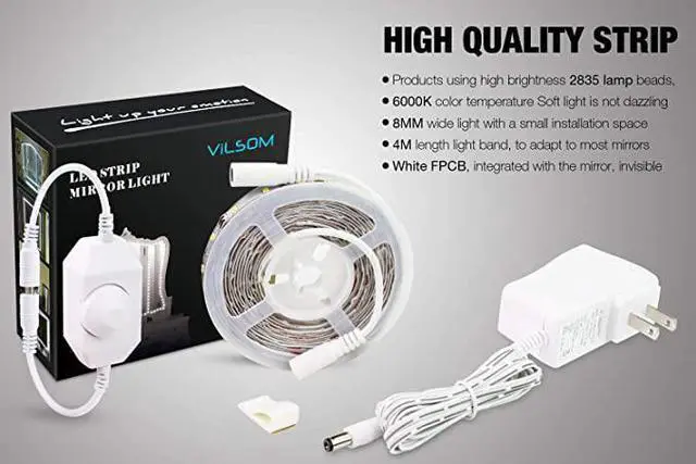 Alt view image 2 of 7 - Led Vanity Mirror Lights Kit,ViLSOM 13ft/4M 240 LEDs Make-up Vanity Mirror Light for Vanity Makeup Table Set with Dimmer and Power Supply,Mirror not Included.