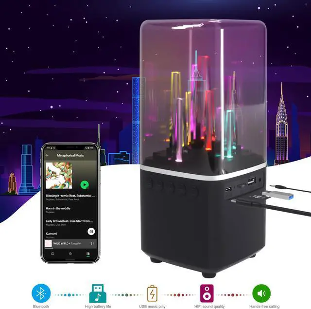 Main image of City Light Bluetooth Audio, Portable Small Audio, Multifunctional Colorful Table Lamb for Working Place, Study Room & Kitchen