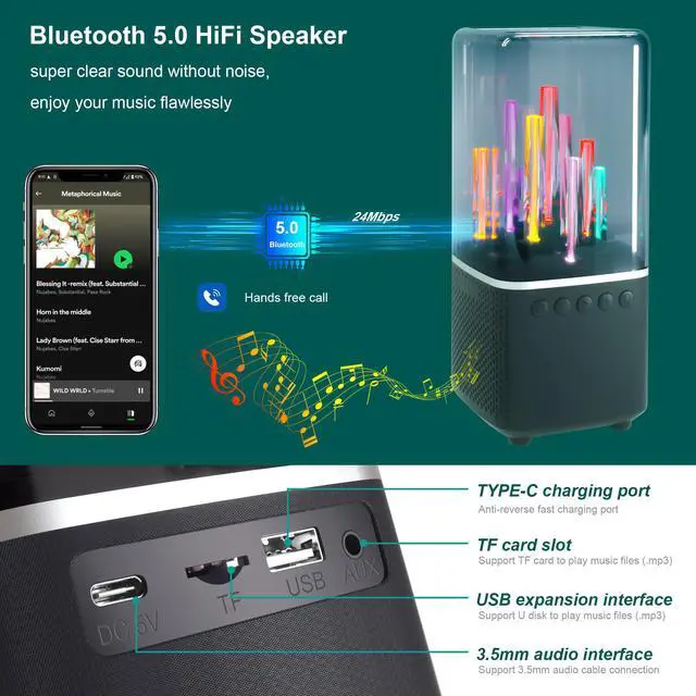 Alt view image 3 of 7 - City Light Bluetooth Audio, Portable Small Audio, Multifunctional Colorful Table Lamb for Working Place, Study Room & Kitchen