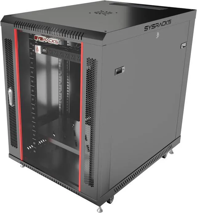 Main image of 15U 35-inch Depth Server Rack Network Cabinet Standing IT Locking Networking Enclosure on Wheels with  Cooling Cooling Fan - Casters - Vented Shelf - 31"-Usable Depth for 19-inch Standard Equipment