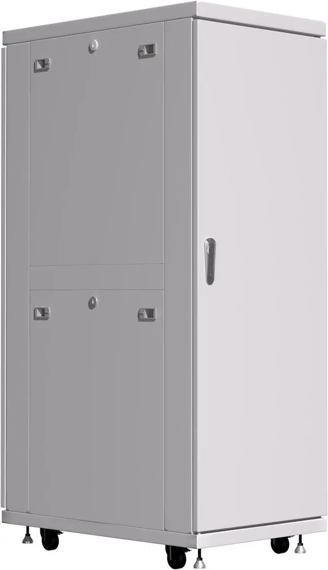 Alt view image 6 of 7 - 42U 35-inch Depth Grey White Server Rack Network Cabinet Standing IT Networking Enclosure on Wheels with Thermostat and Accessories - LCD-screen - 4 X Cooling Fans - Casters - Vented Shelf - Sensor