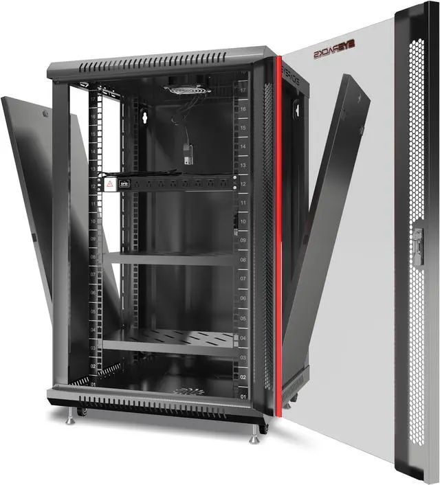 Alt view image 6 of 6 - Sysracks 18U 450mm Wall Mount Network IT Server Cabinet Enclosure Rack Equipped FREE! 2 Shelves, Cooling Fan, 8-way PDU, Wheels & more