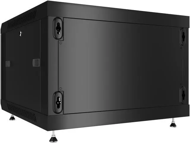 Alt view image 4 of 7 - Server Rack – 6U - Wall Mount Rack - Locking Cabinet for Network - Electronics - Security - Audio - Video - AV Equipment - Data Rack - Legs / Power Strip / Shelf / Fan - 18-Inch Deep