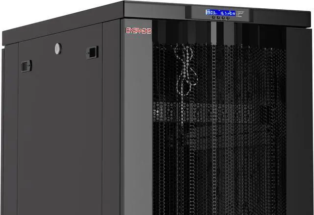Alt view image 3 of 7 - Sysracks 18U Server Rack Network Enclosure Data Cabinet Mesh Doors 39 inch - 1000 mm - Deep Server Rack - Thermosystem - 4 Cooling Fans - PDU - Shelf - Casters - Dust Tight Cable Entries - LCD Screen
