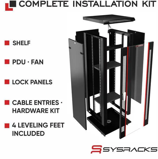 Alt view image 3 of 7 - Sysracks 18U Wall Mount Server Rack Cabinet, 18-Inch Deep, for 19-Inch Equipment, PDU and Fan