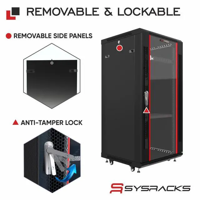 Alt view image 5 of 7 - Sysracks 18U Wall Mount Server Rack Cabinet, 18-Inch Deep, for 19-Inch Equipment, PDU and Fan