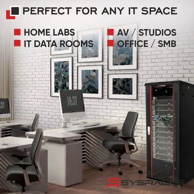 Alt view image 7 of 7 - Sysracks 18U Wall Mount Server Rack Cabinet, 18-Inch Deep, for 19-Inch Equipment, PDU and Fan