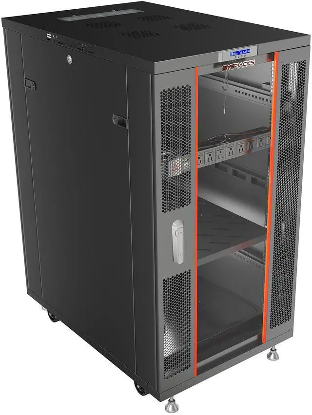 Main image of Sysracks 27U Floor Standing Server Rack Cabinet, 32-Inch Deep, for 19-Inch EIA-310 Equipment, Glass Door, Fans and PDU