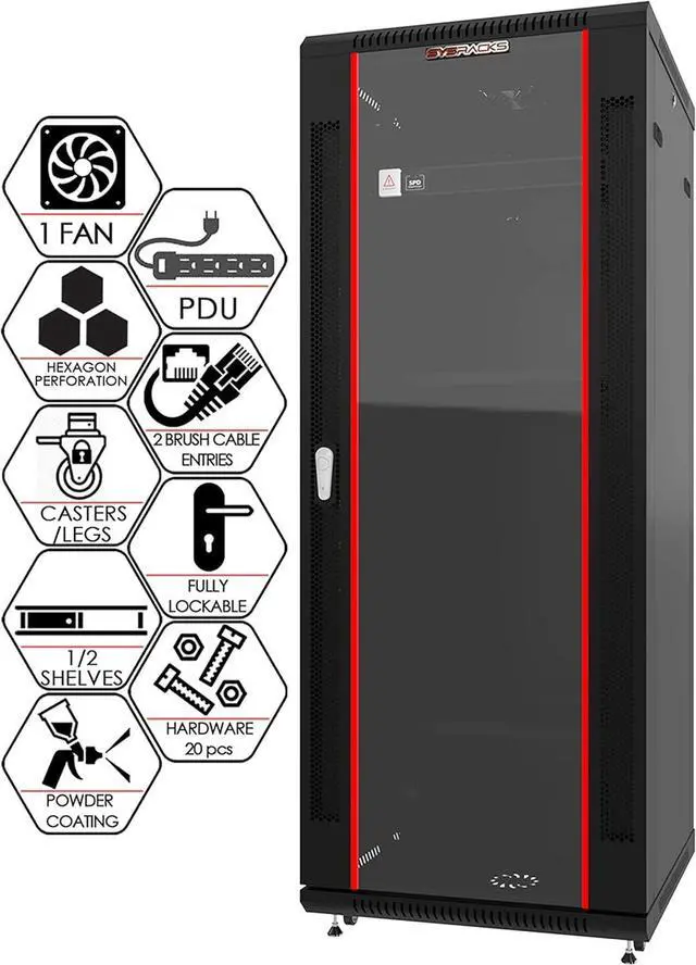 Main image of Sysracks 27U Wall Mount Server Rack Cabinet, 24-Inch Deep, for 19-Inch Equipment, PDU and Fan