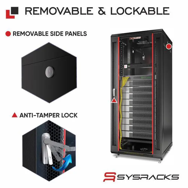 Alt view image 5 of 7 - Sysracks 27U Wall Mount Server Rack Cabinet, 24-Inch Deep, for 19-Inch Equipment, PDU and Fan