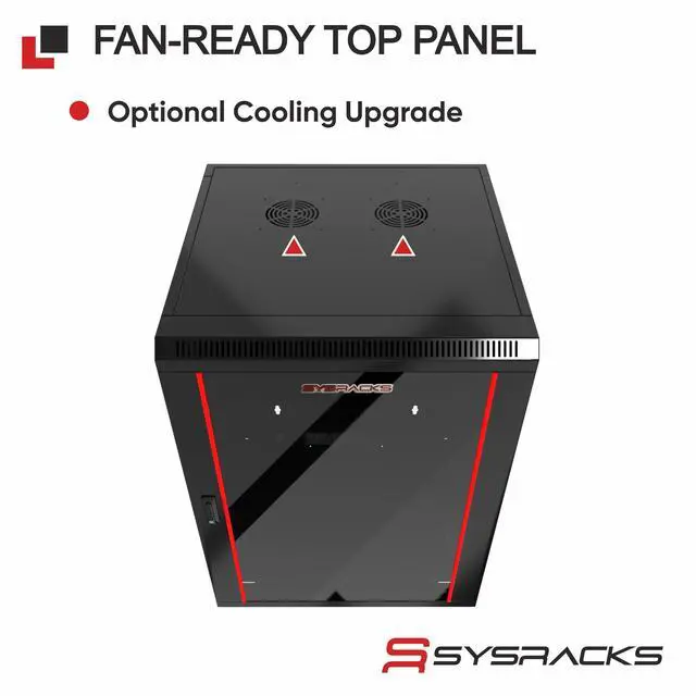 Alt view image 4 of 7 - Sysracks 15U Wall Mount Server Rack Cabinet, 24-Inch Deep, for 19-Inch Equipment, Glass Door
