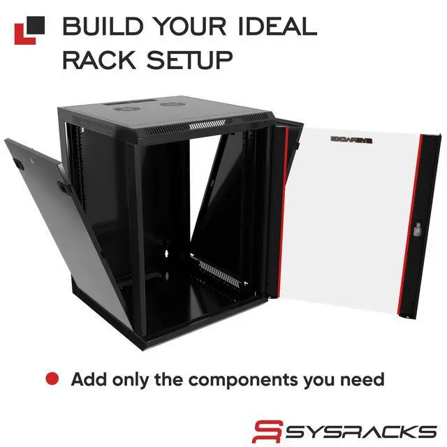 Alt view image 7 of 7 - Sysracks 15U Wall Mount Server Rack Cabinet, 18-Inch Deep, for 19-Inch Equipment, Glass Door