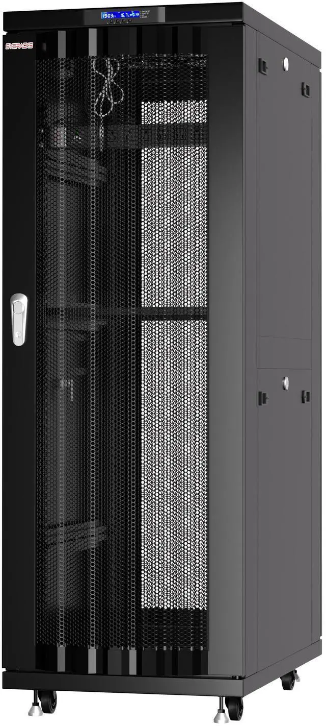 Main image of Sysracks 37U Floor Standing Server Rack Cabinet, 24-Inch Deep, for 19-Inch EIA-310 Equipment, Mesh Doors and Thermostat