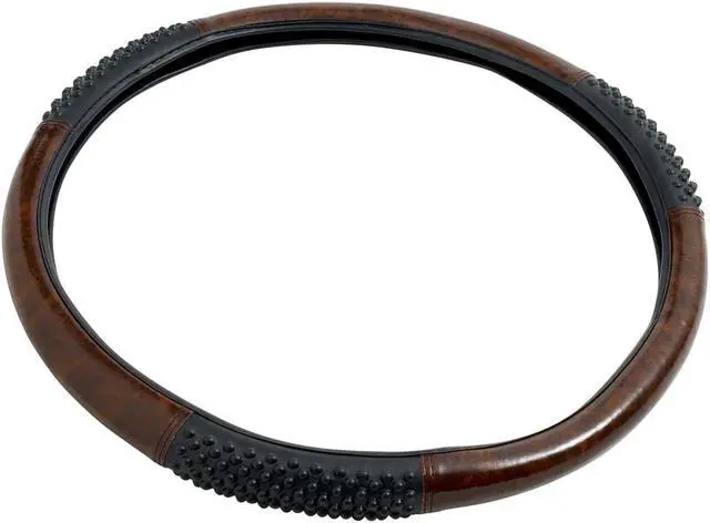 Alt view image 6 of 9 - ROADPRO R RPSW-3003 18 COMFORT GRIP STEERING WHEEL COVER  BLACK WOOD GRAIN