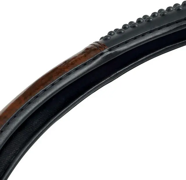Alt view image 7 of 9 - ROADPRO R RPSW-3003 18 COMFORT GRIP STEERING WHEEL COVER  BLACK WOOD GRAIN