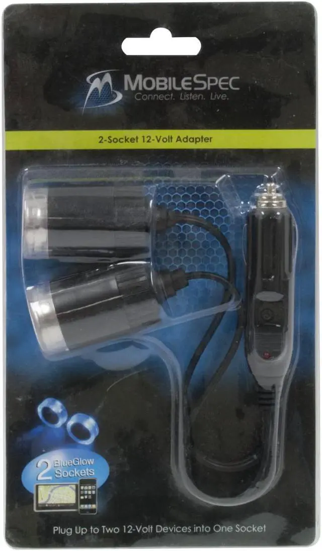 Alt view image 8 of 8 - MobileSpec MS223BL 12-Volt Blue Glow 2-Socket Power Adapter