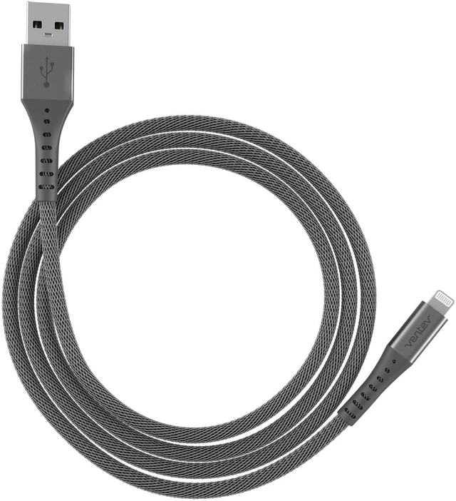 Alt view image 13 of 15 - Ventev Charge/Sync Alloy Lightning Cable 10ft Steel Gray Charge/Sync Cables