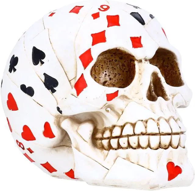 Alt view image 2 of 8 - Resin Sugar Skull White Deck of Cards Design P714622 - Card Player Halloween Decoration Gothic DOD Skeleton Head Dia de los Muertos - Card Suits