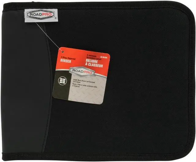 Alt view image 14 of 20 - RoadPro LB-001BK 3-Ring Binder for Loose-Leaf Log Sheets - Black Zippered 10.5 x 8.5