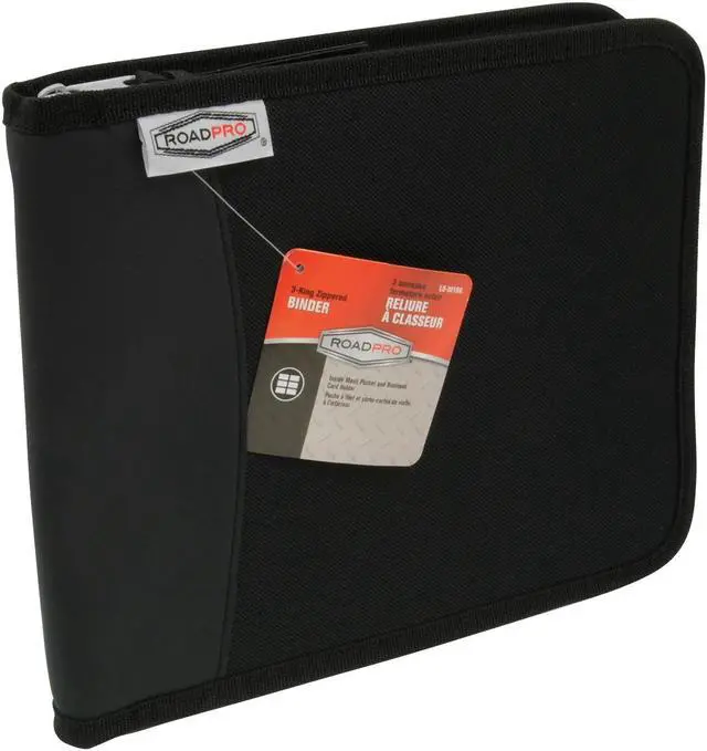 Alt view image 15 of 20 - RoadPro LB-001BK 3-Ring Binder for Loose-Leaf Log Sheets - Black Zippered 10.5 x 8.5