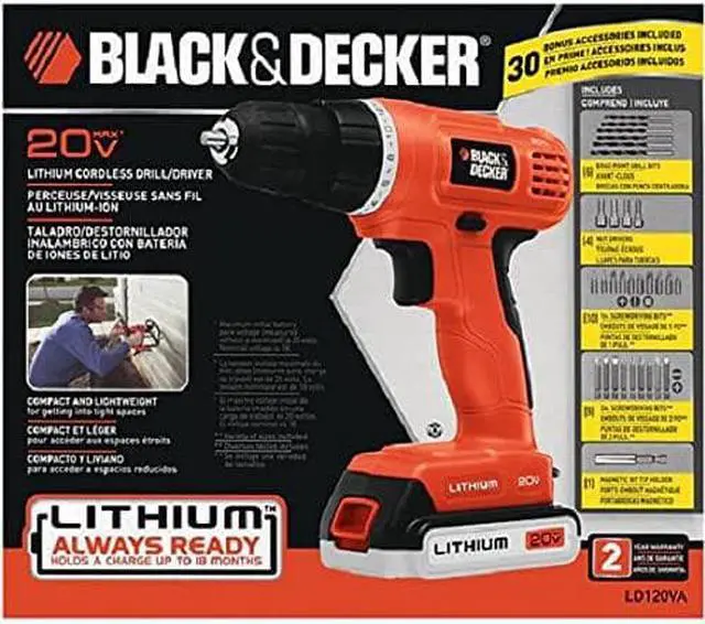 Alt view image 4 of 6 - BLACK+DECKER 20V Max Cordless Drill / Driver with 30-Piece Accessories